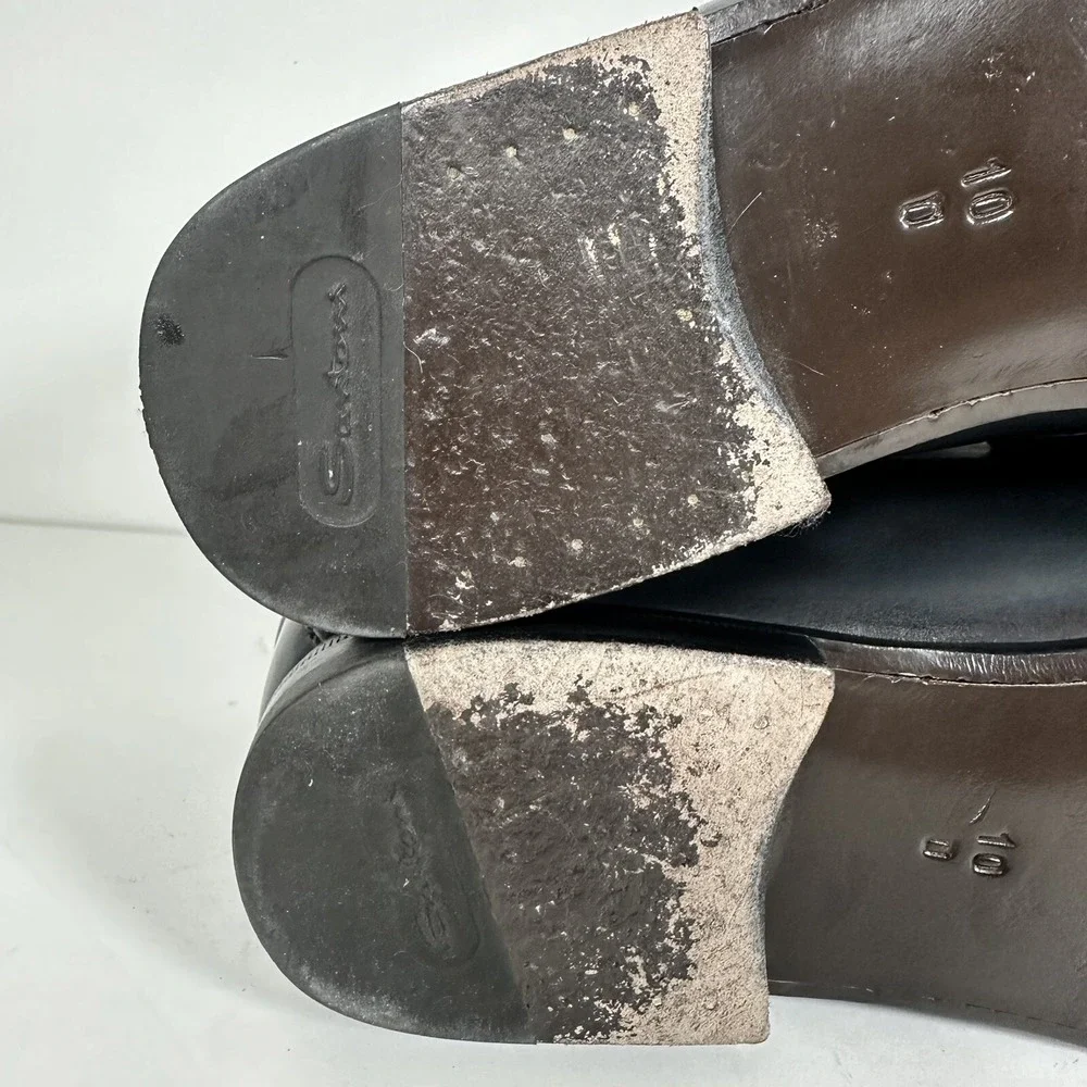 Santoni Fergus Black Penny Loafer Men's Shoes Size 10 D Made In Italy‎ Fast Ship